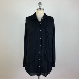 Free People Black Button Down Shirt